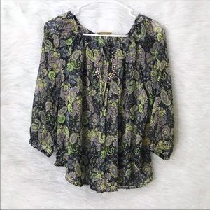 Princess Vera Wang Paisley Peasant Blouse NWT